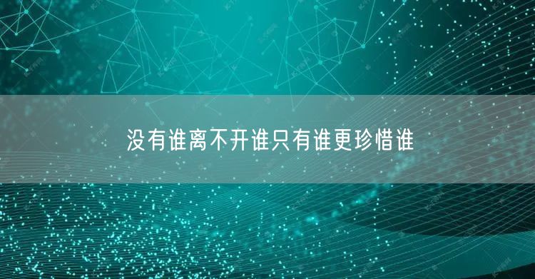 没有谁离不开谁只有谁更珍惜谁