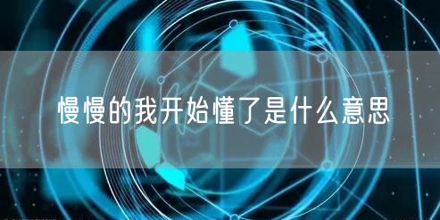 慢慢的我开始懂了是什么意思