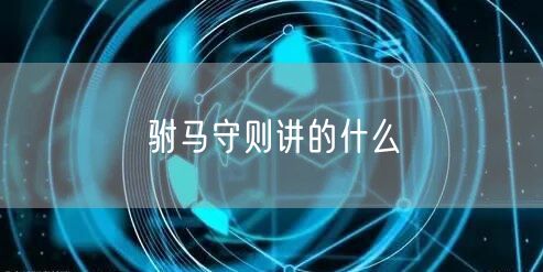 驸马守则讲的什么
